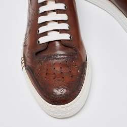 Pre Owned Berluti Brown Ombre Leather Playtime Lace Up Sneakers Size 43