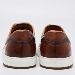 Pre Owned Berluti Brown Ombre Leather Playtime Lace Up Sneakers Size 43