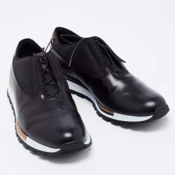 Pre Owned Berluti Black Leather Lace Up Sneakers Size 42.5