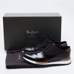 Pre Owned Berluti Black Leather Lace Up Sneakers Size 42.5