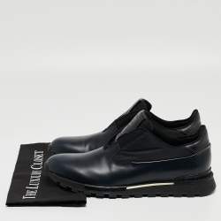Berluti Navy Blue Leather Fast Track Sneakers Size 43.5