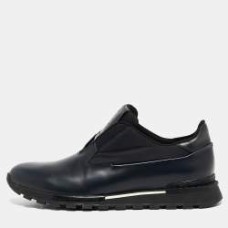 Berluti Navy Blue Leather Fast Track Sneakers Size 43.5