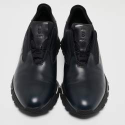Berluti Navy Blue Leather Fast Track Sneakers Size 43.5