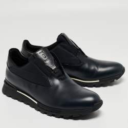 Berluti Navy Blue Leather Fast Track Sneakers Size 43.5