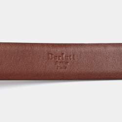 Berluti Brown Scritto Leather Classic Buckle Belt 85CM