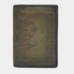 Berluti Olive Green Leather Scritto Card Case