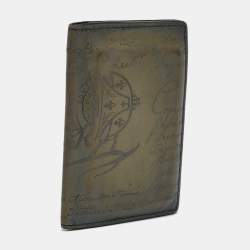 Berluti Olive Green Leather Scritto Card Case