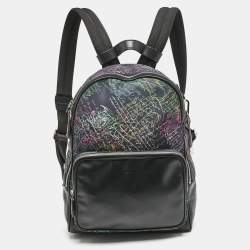 Berluti Black/Multicolor Nylon, Leather and Mesh Printed Backpack
