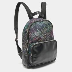 Berluti Black/Multicolor Nylon, Leather and Mesh Printed Backpack