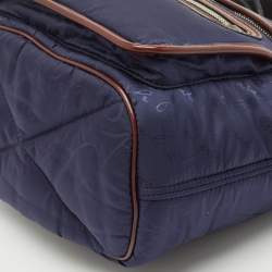 Berluti Navy Blue/Brown Scritto Venezia Nylon and Leather Drawstring Messenger Bag