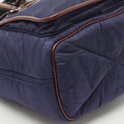 Berluti Navy Blue/Brown Scritto Venezia Nylon and Leather Drawstring Messenger Bag