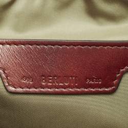 Berluti Navy Blue/Brown Scritto Venezia Nylon and Leather Drawstring Messenger Bag