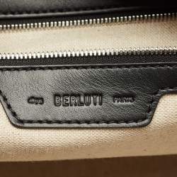 Pre Owned Berluti Nero Grigio Leather Jour Off MM Duffle Bag