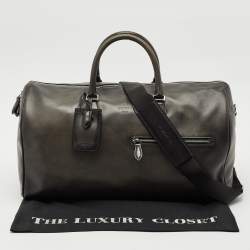 Pre Owned Berluti Nero Grigio Leather Jour Off MM Duffle Bag