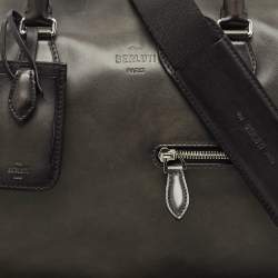 Pre Owned Berluti Nero Grigio Leather Jour Off MM Duffle Bag