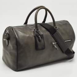 Pre Owned Berluti Nero Grigio Leather Jour Off MM Duffle Bag
