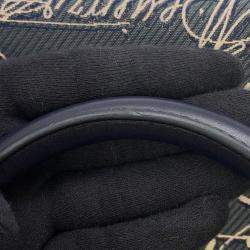 Pre Owned Berluti Calligraphy Tote Bag Green/Navy Leather Canvas