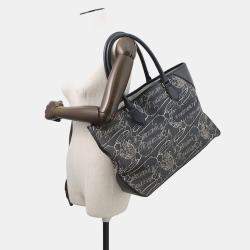 Pre Owned Berluti Calligraphy Tote Bag Green/Navy Leather Canvas