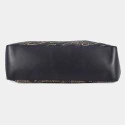 Pre Owned Berluti Calligraphy Tote Bag Green/Navy Leather Canvas