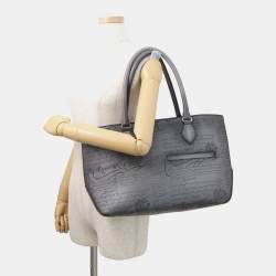 Pre Owned Berluti Calligraphy Mini Gray Leather Tote Bag