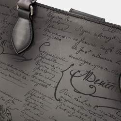 Pre Owned Berluti Calligraphy Mini Gray Leather Tote Bag