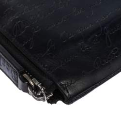 Pre Owned Berluti Navy Blue Wapa Scritto Leather Zipped Card Holder