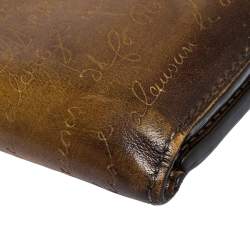 Pre Owned Berluti Tobacco Scritto Leather Makore Bifold Wallet