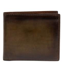 Berluti Brown/Green Leather Makore Bifold Wallet
