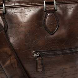 Berluti Mocha Brown Scritto  Leather Briefcase Bag