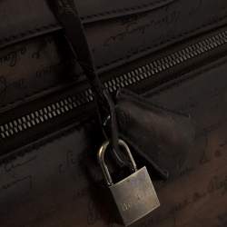 Berluti Caffe Brown Scritto Leather Formula 1004 Rolling Suitcase
