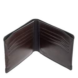 Pre Owned Berluti Dark Brown Scritto Leather Bifold Compact Wallet