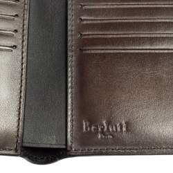 Pre Owned Berluti Dark Brown Scritto Leather Bifold Compact Wallet