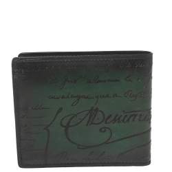 Pre Owned Berluti Ombre Green Scritto Leather Makore Bifold Wallet