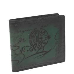 Pre Owned Berluti Ombre Green Scritto Leather Makore Bifold Wallet