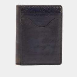 Pre Owned Berluti Blue Scritto Leather Makore Card Holder