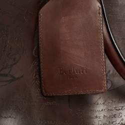 Pre Owned Berluti Two Tone Brown Leather Travel Bag
