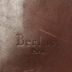 Pre Owned Berluti Two Tone Brown Leather Travel Bag
