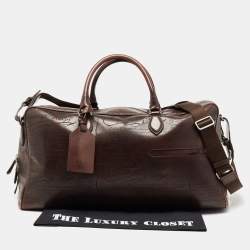 Pre Owned Berluti Two Tone Brown Leather Travel Bag