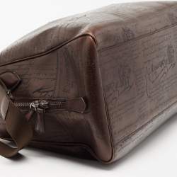 Pre Owned Berluti Two Tone Brown Leather Travel Bag