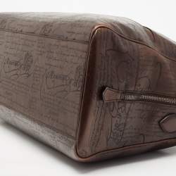Pre Owned Berluti Two Tone Brown Leather Travel Bag