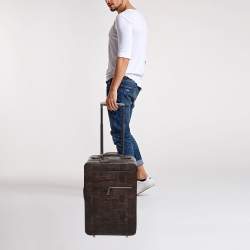 Berluti Caffe Brown Scritto Leather Formula 1004 Rolling Suitcase
