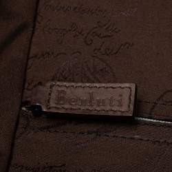 Berluti Caffe Brown Scritto Leather Formula 1004 Rolling Suitcase