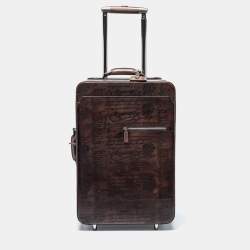 Berluti Caffe Brown Scritto Leather Formula 1004 Rolling Suitcase