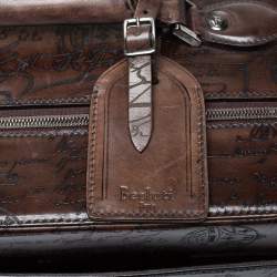 Berluti Caffe Brown Scritto Leather Formula 1004 Rolling Suitcase