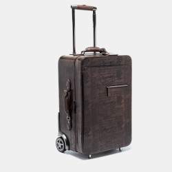 Berluti Caffe Brown Scritto Leather Formula 1004 Rolling Suitcase