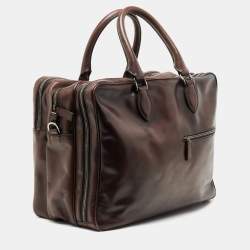 Berluti Dark Brown Ombre Leather Deux Jours Briefcase