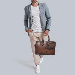 Berluti Cacao Intenso Leather Small Un Jour Scritto Briefcase