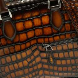 Berluti Ombre Brown Alligator Un Jour Briefcase Bag
