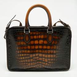 Berluti Ombre Brown Alligator Un Jour Briefcase Bag