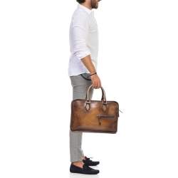 Pre Owned Berluti Brown Venezia Leather Deux Jours Briefcase